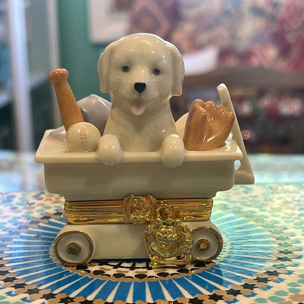 Lenox puppy with baseball glove charm